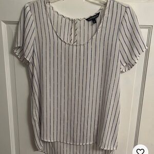 Express Women's Blouse White with Blue Stripes Sz XS